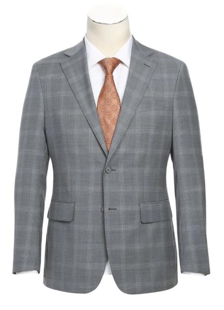 Mens Light Gray Checkered Formal Suit