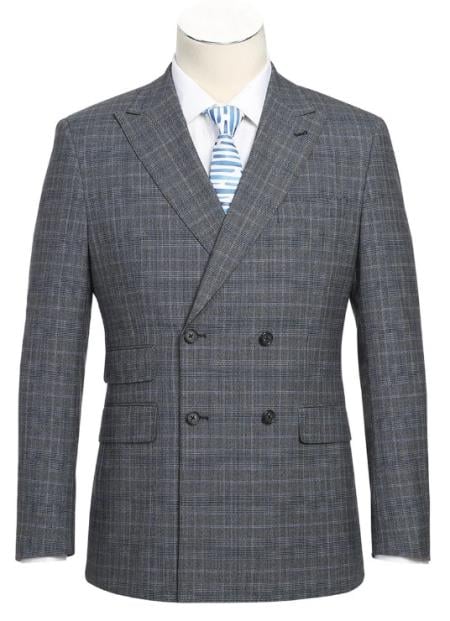 Mens Slim Fit Gray Plaid Suit
