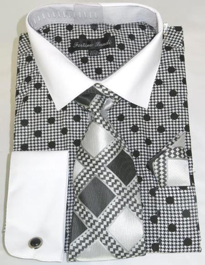 Black dress shirt with white collar