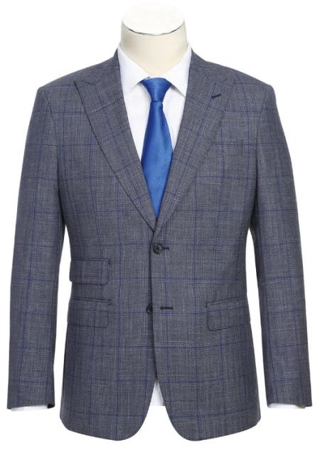 Gray and Blue Mens Suit – Slim Fit