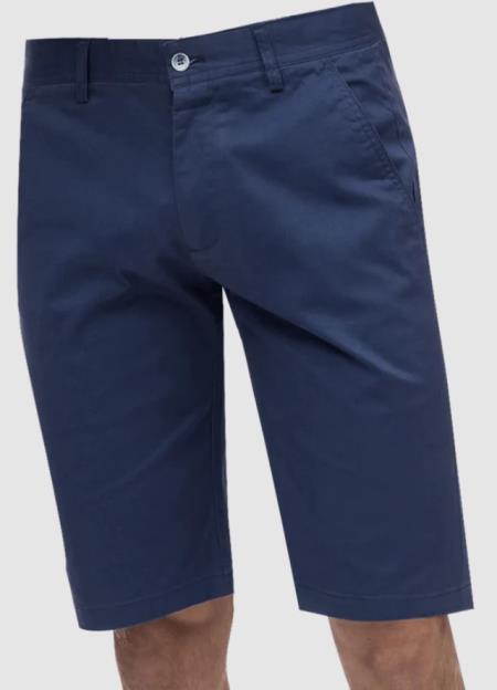 Mens Solid Midnight Blue Classic Fit Flat Front Shorts