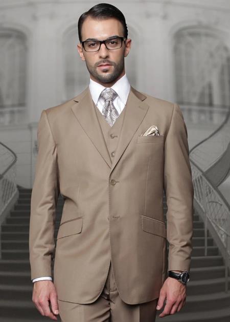 Mens Suits Regular Fit - Wool Suit - Pleated Pants - Bronze Suit ...