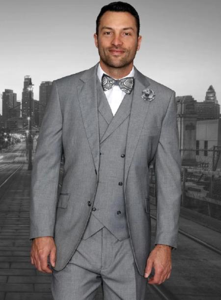 Mens Suits Regular Fit - Wool Suit - Pleated Pants - Grey Suit