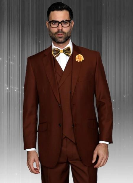 Mens Suits Regular Fit - Wool Suit - Pleated Pants - Copper Suit