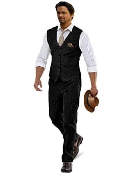 Groomsmen Summer Beach Prom 2025 Black Vest and Pants Set