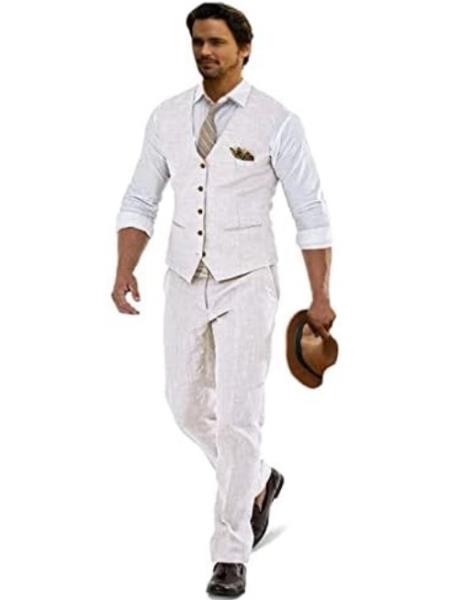 Groomsmen Summer Beach Prom 2026 Ivory Vest and Pants Set