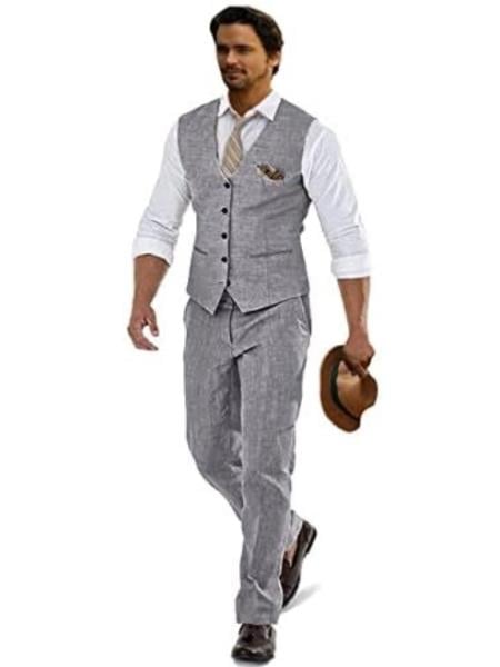 Groomsmen Summer Beach Prom 2026 Light Gray Vest and Pants Set