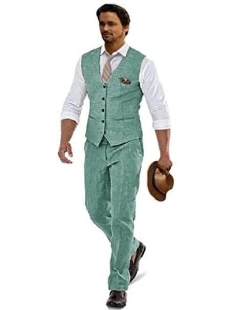 Groomsmen Summer Beach Prom 2026 Light Green Vest and Pants Set