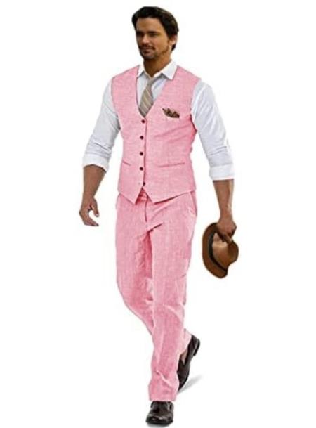 Groomsmen Summer Beach Prom 2026 Pink Vest and Pants Set