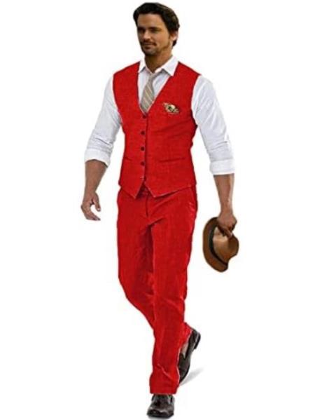 Groomsmen Summer Beach Prom 2026 Red Vest and Pants Set