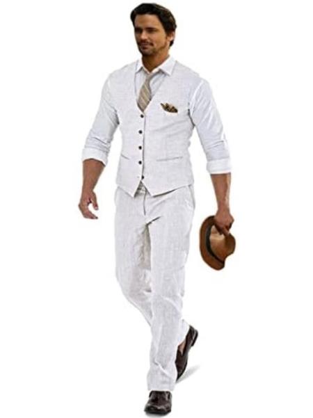 Groomsmen Summer Beach Prom 2026 White Vest and Pants Set