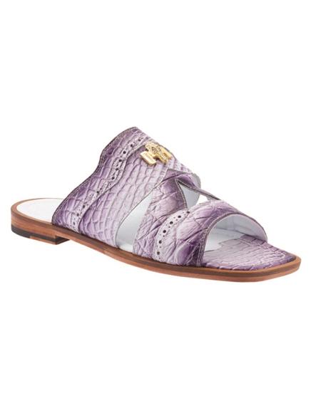 Mens Purple Alligator Slide Sandal Mule Mykonos - 90 Days Delivery Custom Made