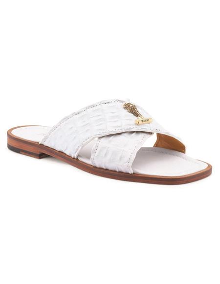 Mens White Hornback Crocodile Slide Sandal Coral - 90 Days Delivery Custom Made