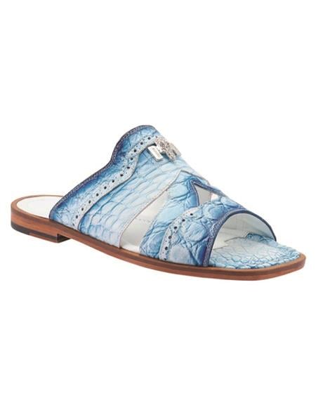 Mens Blue Alligator Slide Sandal Mule Mykonos - - 90 Days Delivery Custom Made