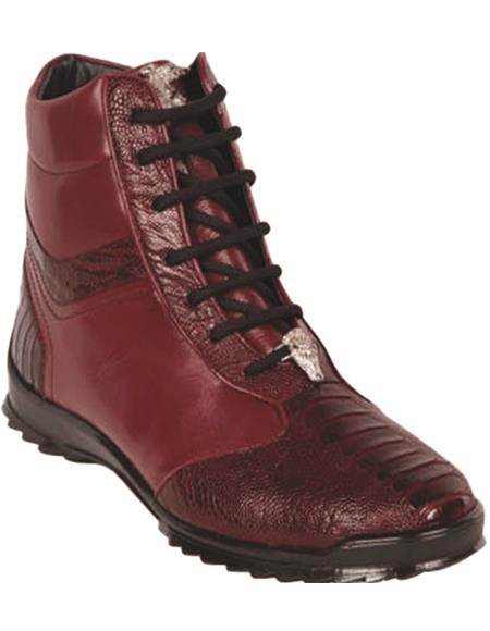 Los Altos Ostrich Leg High Top Sneakers Burgundy