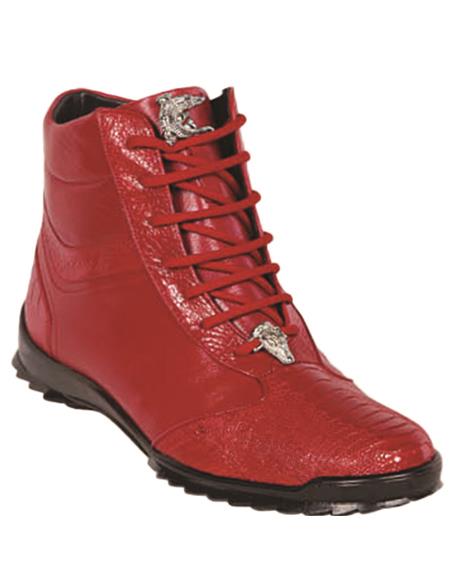 Los Altos Ostrich Leg High Top Sneakers Red