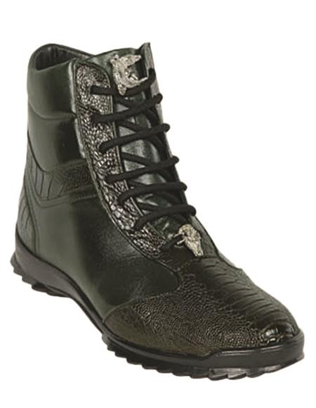 Los Altos Ostrich Leg High Top Sneakers Olive Green