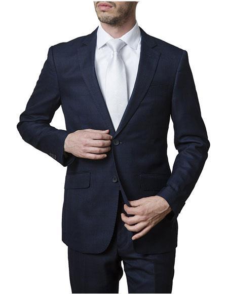 Navy Blue Plaid Suit - Blue Checkered Suit - Dark Blue Plaid Suit