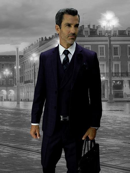 Navy Blue Plaid Suit - Blue Checkered Suit - Dark Blue Plaid Suit