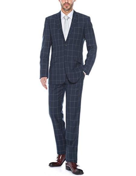 Navy Blue Plaid Suit - Blue Checkered Suit - Dark Blue Plaid Suit