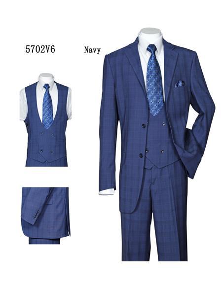 Navy Blue Plaid Suit - Blue Checkered Suit - Dark Blue Plaid Suit