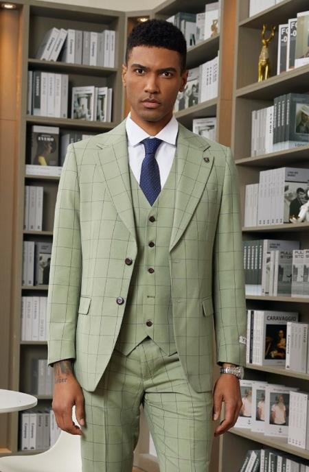 Stacy Adams Mens Windowpane Suit Purple main image 0
