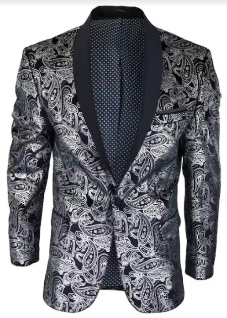Paisley - Floral Suit (Jacket and Pants) Black - Men's Flower Suit