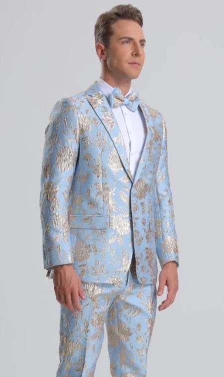 Big and Tall Mens Tuxedo Jacket - Big And Tall Formal Wear Blue- Bowtie Included - For Big Guys main image 1