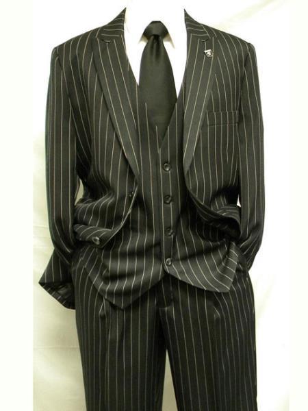 Black and White Striped Suit