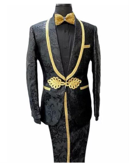 Black and Gold Stripe Suit - Vested Suit