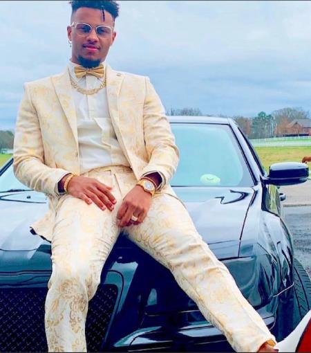 White and Gold Prom 2025 Suits - Gold Tuxedo Jacket