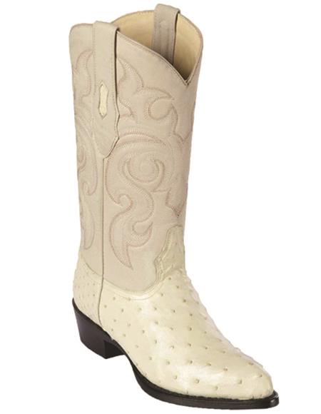 Winter-White Ostrich Cowboy Boots