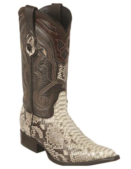 Pointy Snake Skin Boots Natural