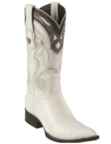 Pointy Snake Skin Boots White