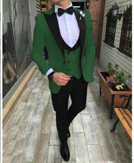 Mens One Button Notch Lapel Suit Hunter