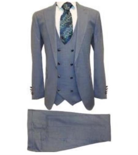 Charcoal Grey With Gold Buttons Double Breasted Vest
