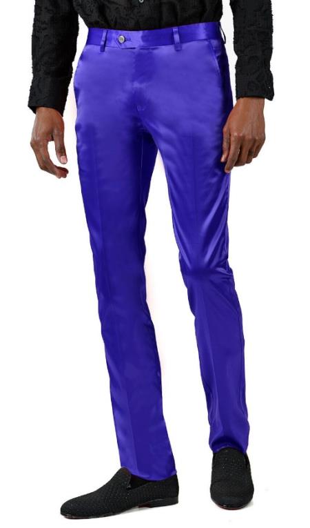 Shiny Dress Pants - Sateen Royal Mens Pants