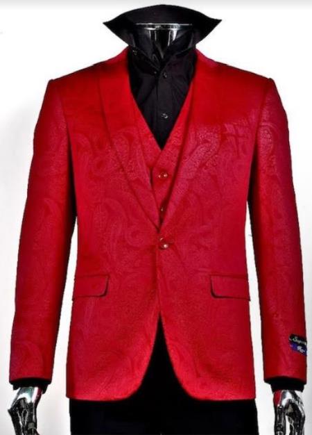 Velvet Paisley Blazer - Comes With Free Vest and Pants - Slim Fit - Hunter Green main image 0