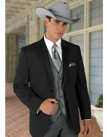 Mens Western Style Suits - Black Cowboy Suit - Country Wedding Suits