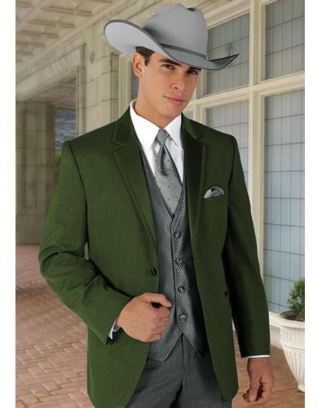 Mens Western Style Suits - Olive Cowboy Suit - Country Wedding Suits