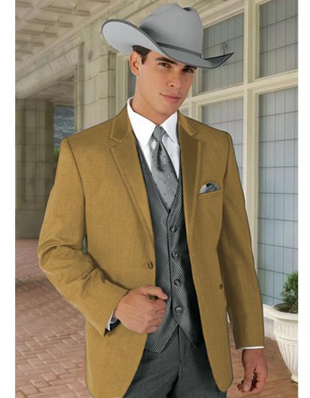 Mens Western Style Suits - Tan Cowboy Suit - Country Wedding Suits