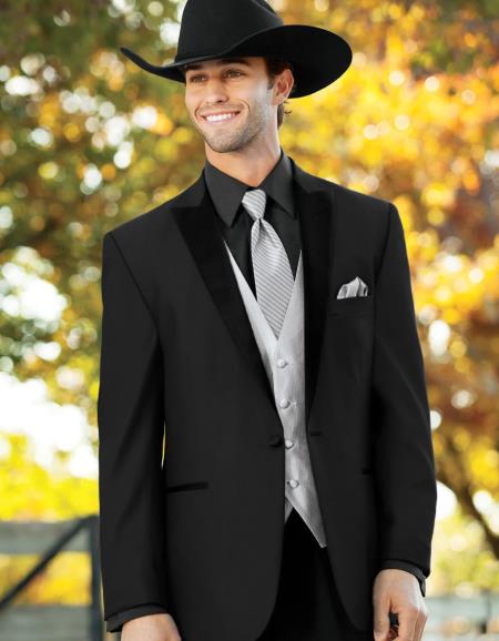 Mens Western Style Suits - Black Cowboy Suit - Country Wedding Suits