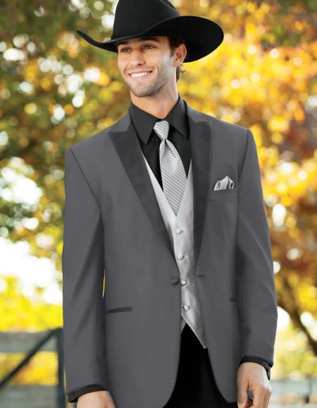 Mens Western Style Suits - Light Grey Cowboy Suit - Country Wedding Suits