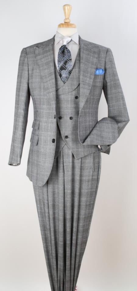 classic-wool-fabric-fit-no-pleated-pants-peak-lapel-with-double-breasted-vest-athletic-fit-grey-windowpane-mens-suit
