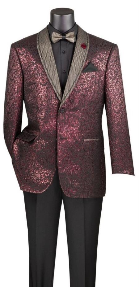 Prom 2026 Suit - Burgundy - Paisley Floral Tuxedo - Wedding Groom Suit